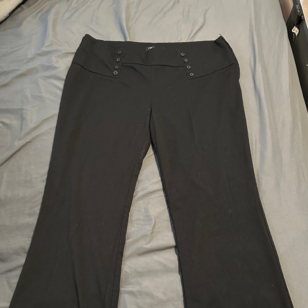 Dots Black Wide-Leg Trousers with Buttoned Waist